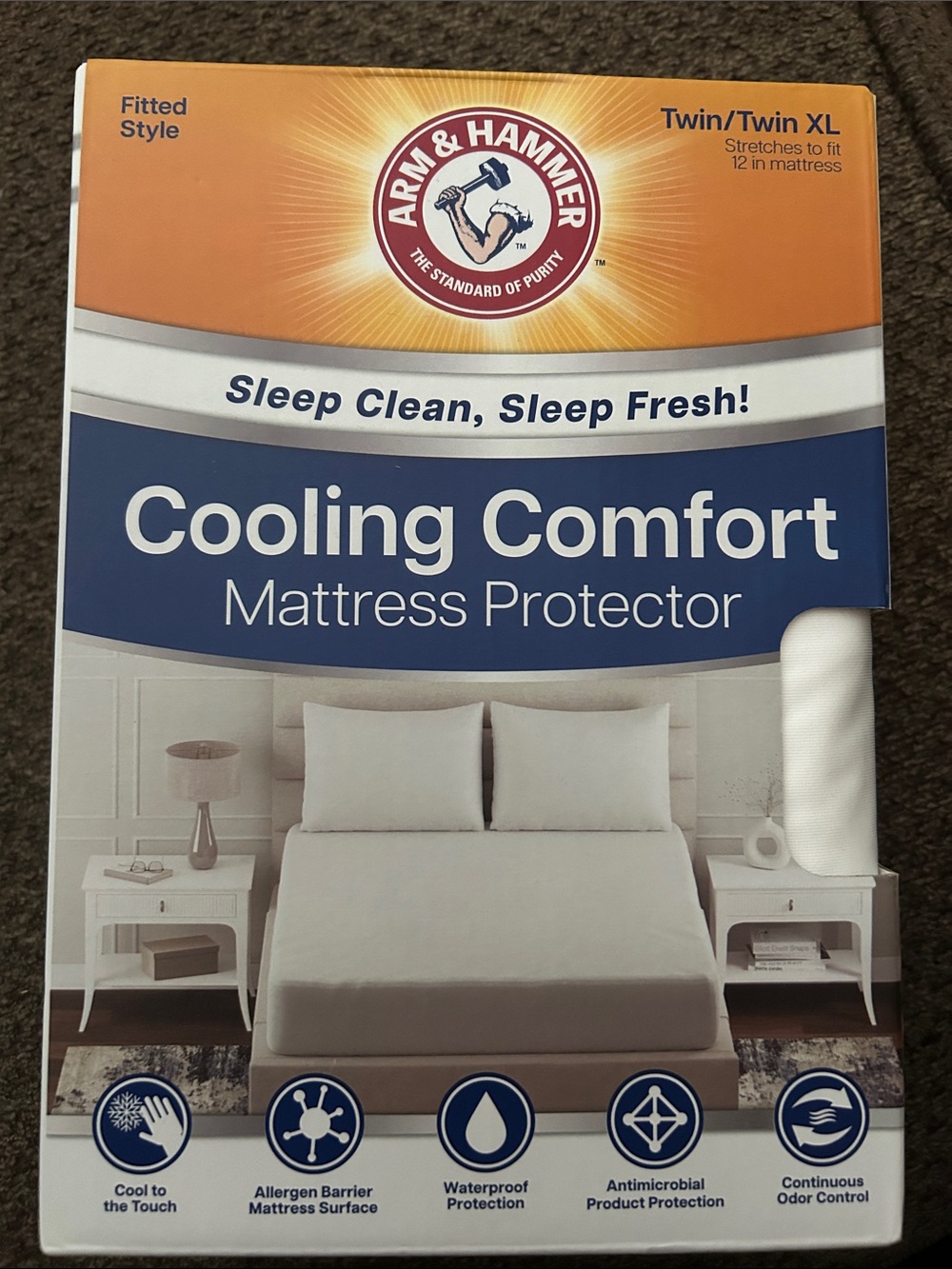 New Arm & Hammer Cooling Comfort Mattress Protector - White-Twin/Twin XL